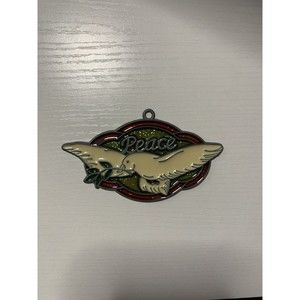 Vintage Metal Stained Glass Sun Catcher Peace Dove Bird Ornament 1980's